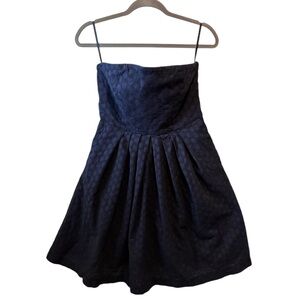 GAP Navy Blue Galaxy Eyelet Emily D Strapless Lined Mini Dress Size 12 2012
